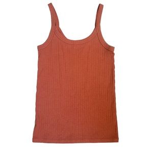 Aerie Tank Top Women’s S Coral Ribbed Scoop Neck Sleeveless Stretch